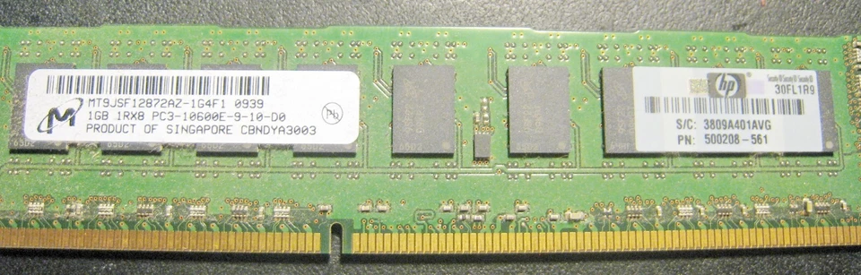 4x-1GB DDR3 10600E 1RX8 Used For Notebook Made in Singapore - Image 4 of 4
