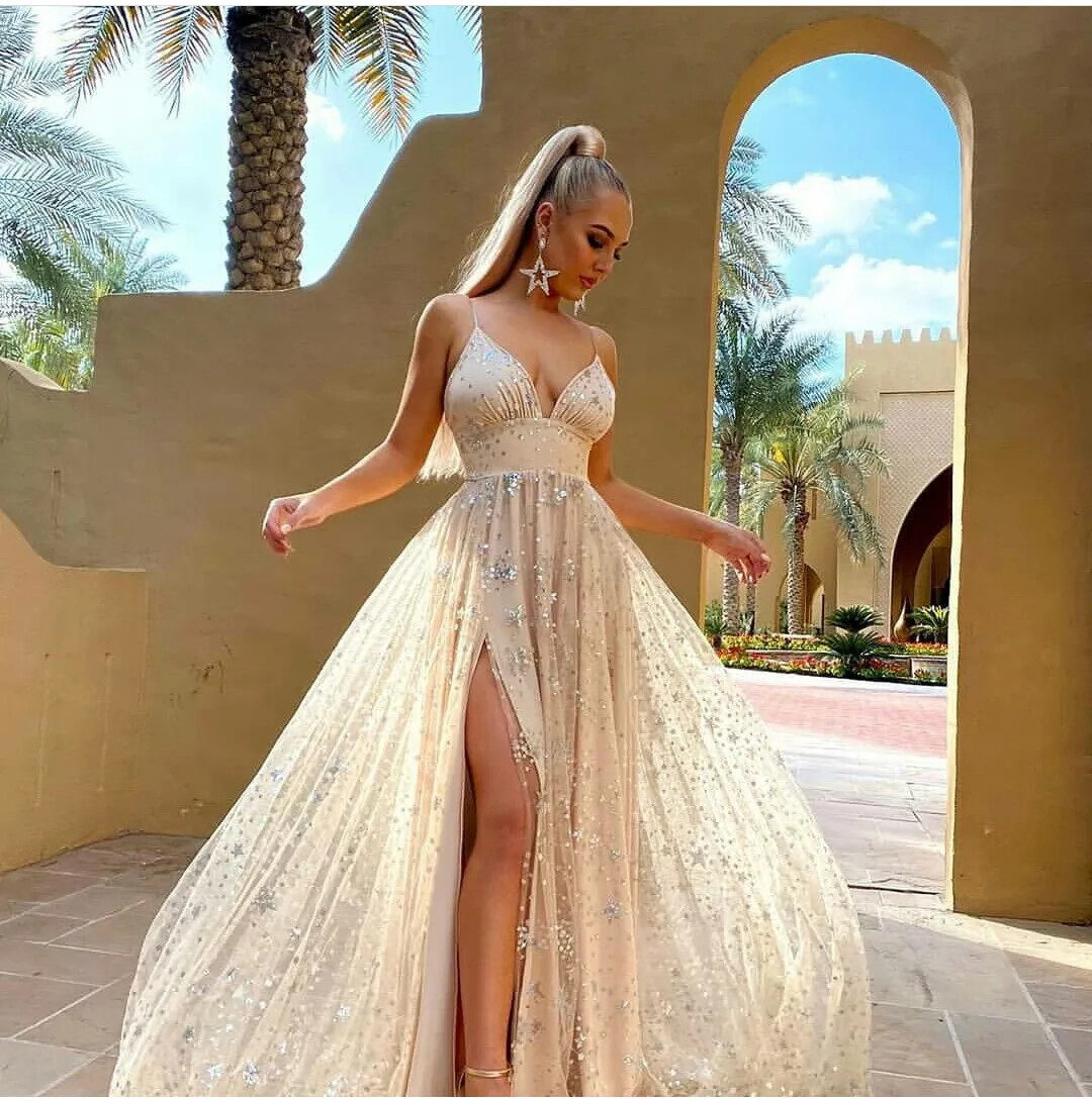Beach Bling Bling Champagne Wedding Dresses Spaghetti Straps A Line Bridal Gowns | eBay Beach Bling Bling Champagne Wedding Dresses Spaghetti Straps A Line Bridal Gowns | eBay