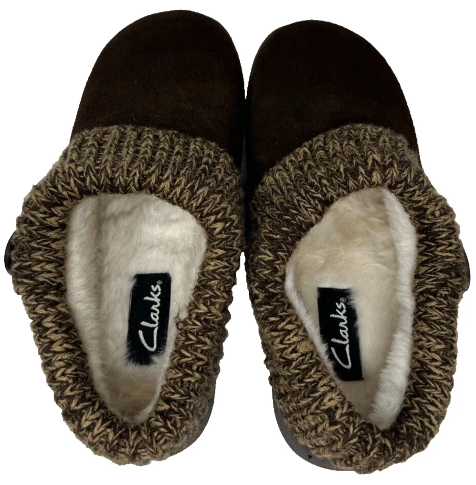 Clarks Mujer Suéter Zueco Sin Cordones Piel Sintética Forrado Zapatillas Marrón Talla:8 152RS Foto 3 de 4