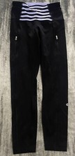 Lululemon Athletic Black And Light Blue Striped Waistband, Size 4
