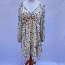 Hatch The Kelsey Maternity Ruffled Dress Painted Floral Size 0 Boho Cottage Core