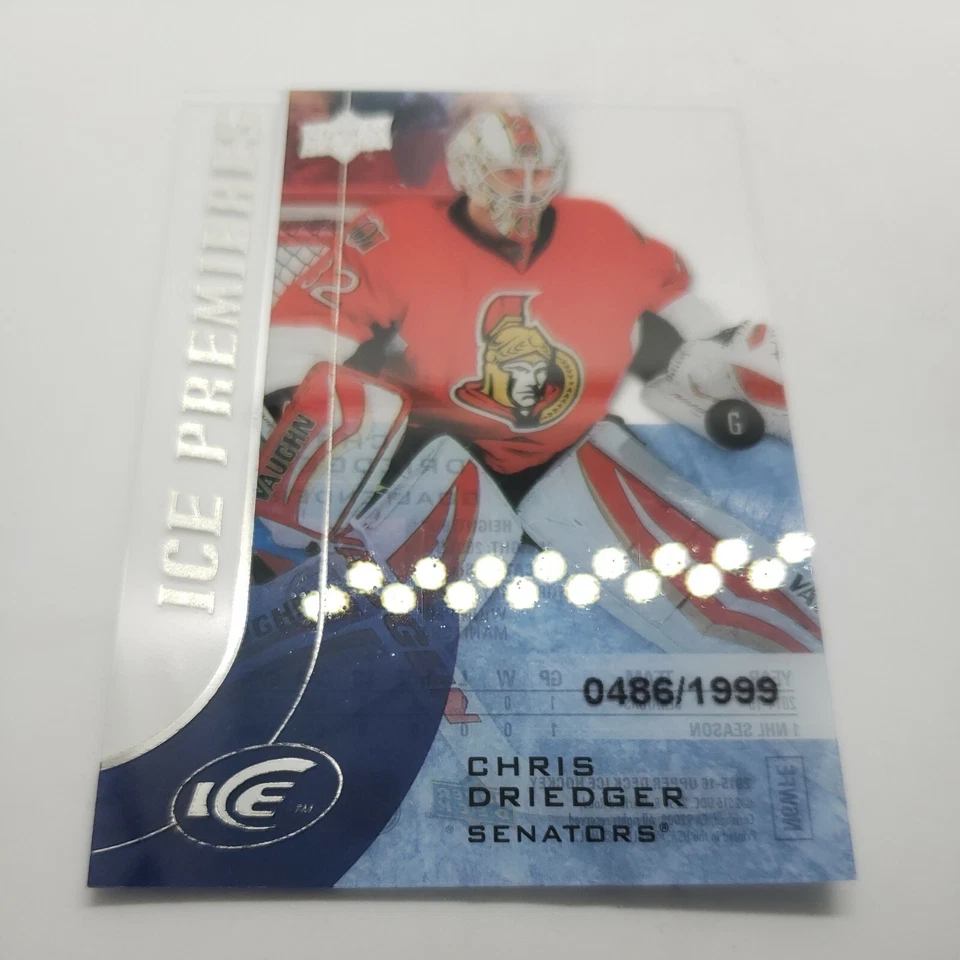 2015-16 UD Ice Premieres Rookie Chris Driedger /1499 - #107 - Image 3 of 4