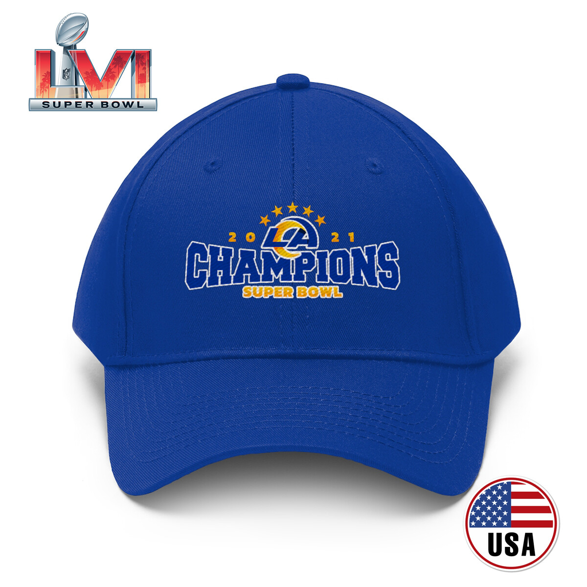 Los Angeles Rams Championship Hats NFL Super Bowl LVI Embroidered Cap Dad  Hat