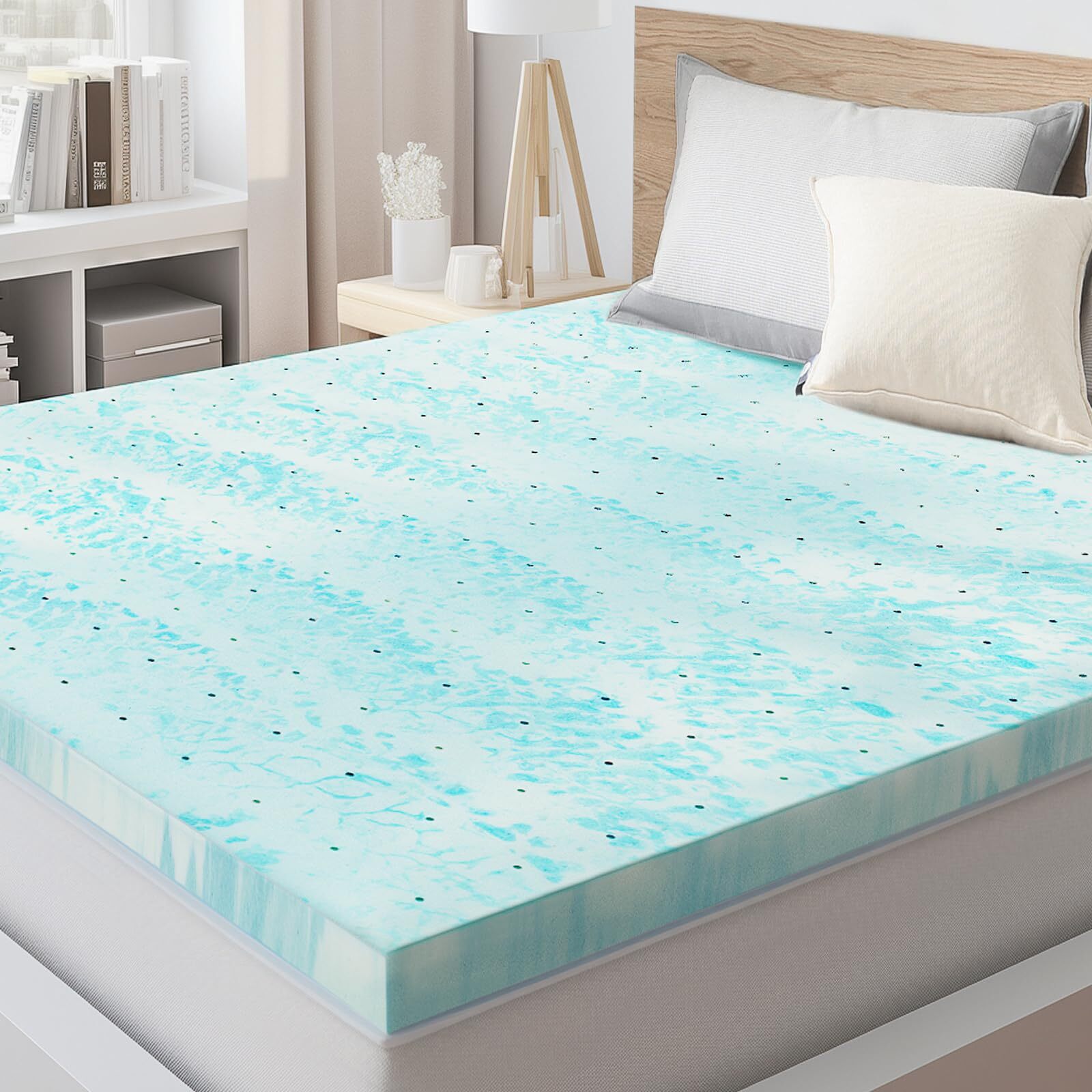 Memory Foam Mattress Topper, 2 Inch Thick Gel Infused Cooling Toppers Pad for...