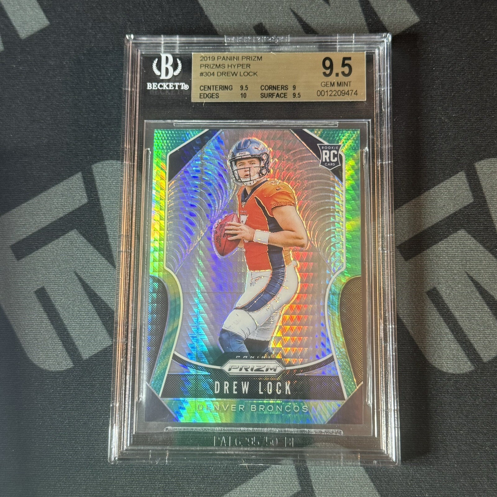 2019 Panini Prizm Drew Lock Hyper /175 Rookie BGS 9.5 Gem Mint