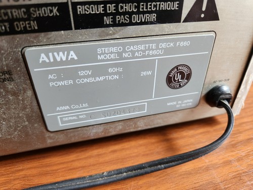 Rare AIWA AD-F660 stereo cassette deck - serviced, calibrated made in Japan - Picture 9 of 10