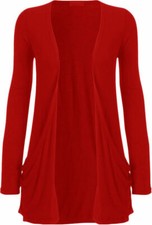  WOMENS GIRLS LONG SLEEVE LADIES BOYFRIEND CARDIGAN TOP OPEN POCKET UK 8-26