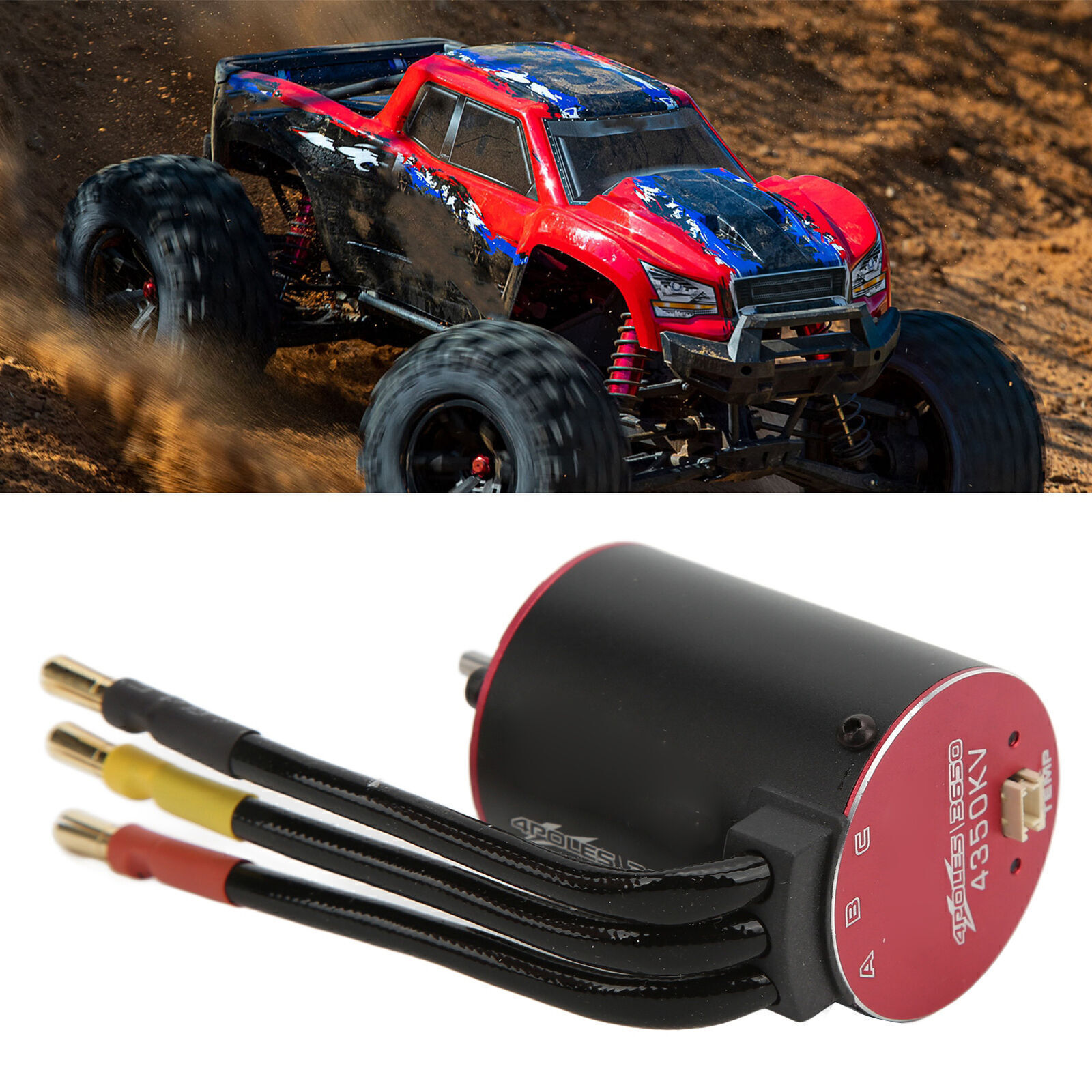 3650 4350KV Brushless Motor 4 Pole Supersonic Brushless Motor with Temperature