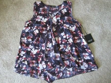 Simply Vera Vera Wang women's XL floral semi sheer asymmetric sleeveless blouse