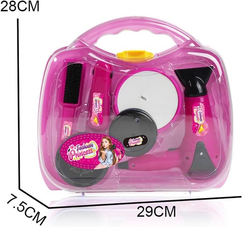 Girls Hairdresser Role Play Set Kids Hair Dryer Stylist Beauty Carry Case Toy - Picture 7 of 8