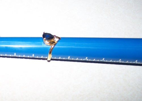 Vintage Park Lane Signed Dark Blue Pear Clear CZ Gold Tone Band Ring Women sz 8 - Picture 4 of 9