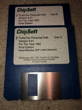 TurboTax ChipSoft 1991 Personal - 2 floppy disks - Free shipping - L@@K