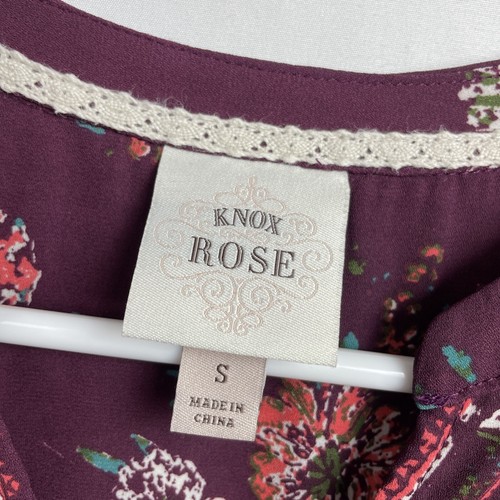 Knox Rose Top Womens Small Floral Crochet Lace Peasant Burgundy Bell Sleeve Boho - Picture 5 of 11