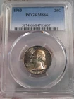 BU GEM TONED 1963 Silver Washington Quarter PCGS MS66.  #62