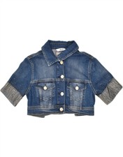 Liu Jo Womens Crop Short Sleeve Denim Jacket It 40 Small Navy Blue Cotton Bg65