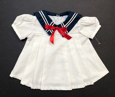 NWOT Vtg. 80's Little Evelyn Baby Girls White Sailor Dress Size 3-6 Mo.