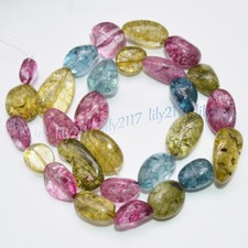 12-15mm Multicolor Tourmaline Irregular Freeform Nugget Gemstone Loose Bead 15''
