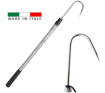 Raffio Telescopico In Acciaio Inox Da 40 A 89 Cm – Gancio Retrattile Per Pesca In Mare E Acqua Dolce. Portatile, Regolabile E Robusto, Ideale Per Catture Di Grandi Dimensioni.