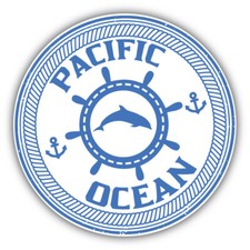 Pacific Ocean Marine Travel Stamp Car Bumper Sticker Decal