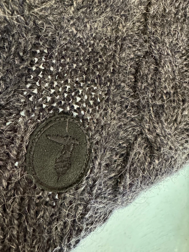 复古 TRUSSARDI 意大利柔软豪华灰色粗针织纯羊毛毛衣男式 XL 码 — 第 2/4 张图片