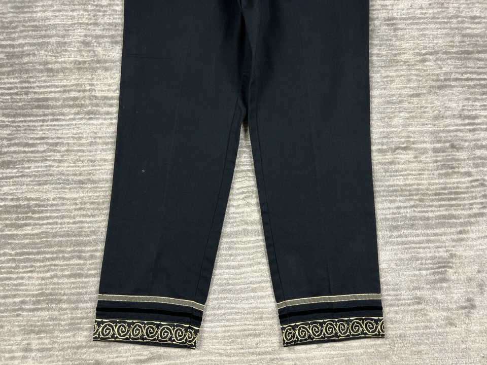 Casual Corner Pants Womens 6 Black Embroidered Hem 100% Cotton - Image 3 of 4