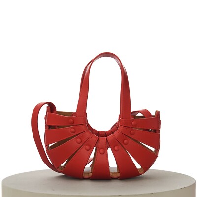 BOTTEGA VENETA 2450$ 'SHELL' Small Tote Bag Strap Chili