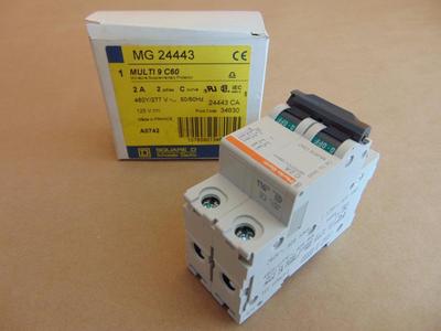 NEW SCHNEIDER SQUARE D MG2443 C60 MINIATURE CIRCUIT BREAKER 2P 2A 480 / 277 VAC