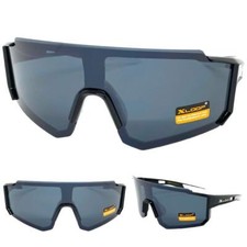 Oversized RETRO SPORTS WRAP AROUND Shield Cycling SUN GLASSES Large Black Frame