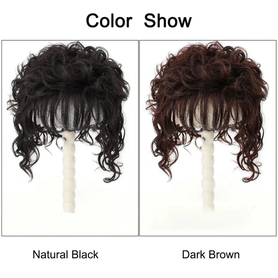 Clip de pelo 100 % humano en peluca rizada toupee para mujer pieza superior + flequillo Foto 2 de 4