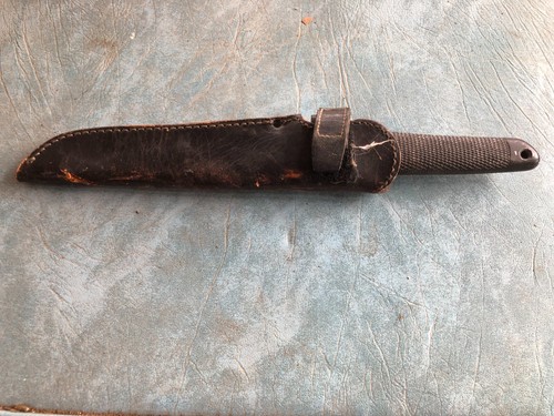 Vintage Seki Japan 127-10 Tanto Curved Blade Black Leather Sheath 6in - Picture 2 of 15