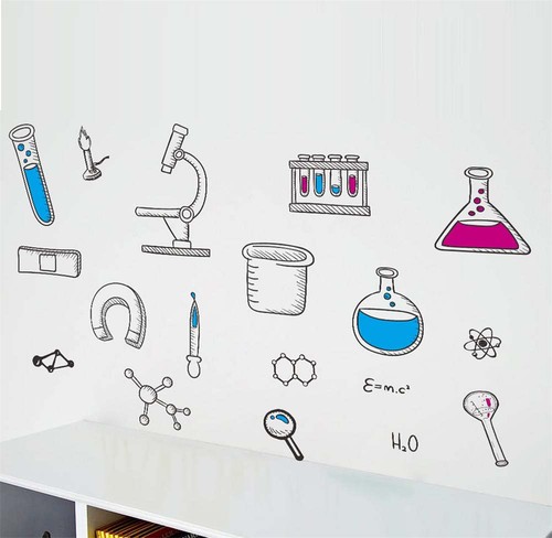 Science Laboratory Wall Decals Stickers Classroom Student Decor Home Decorations - Picture 9 of 11