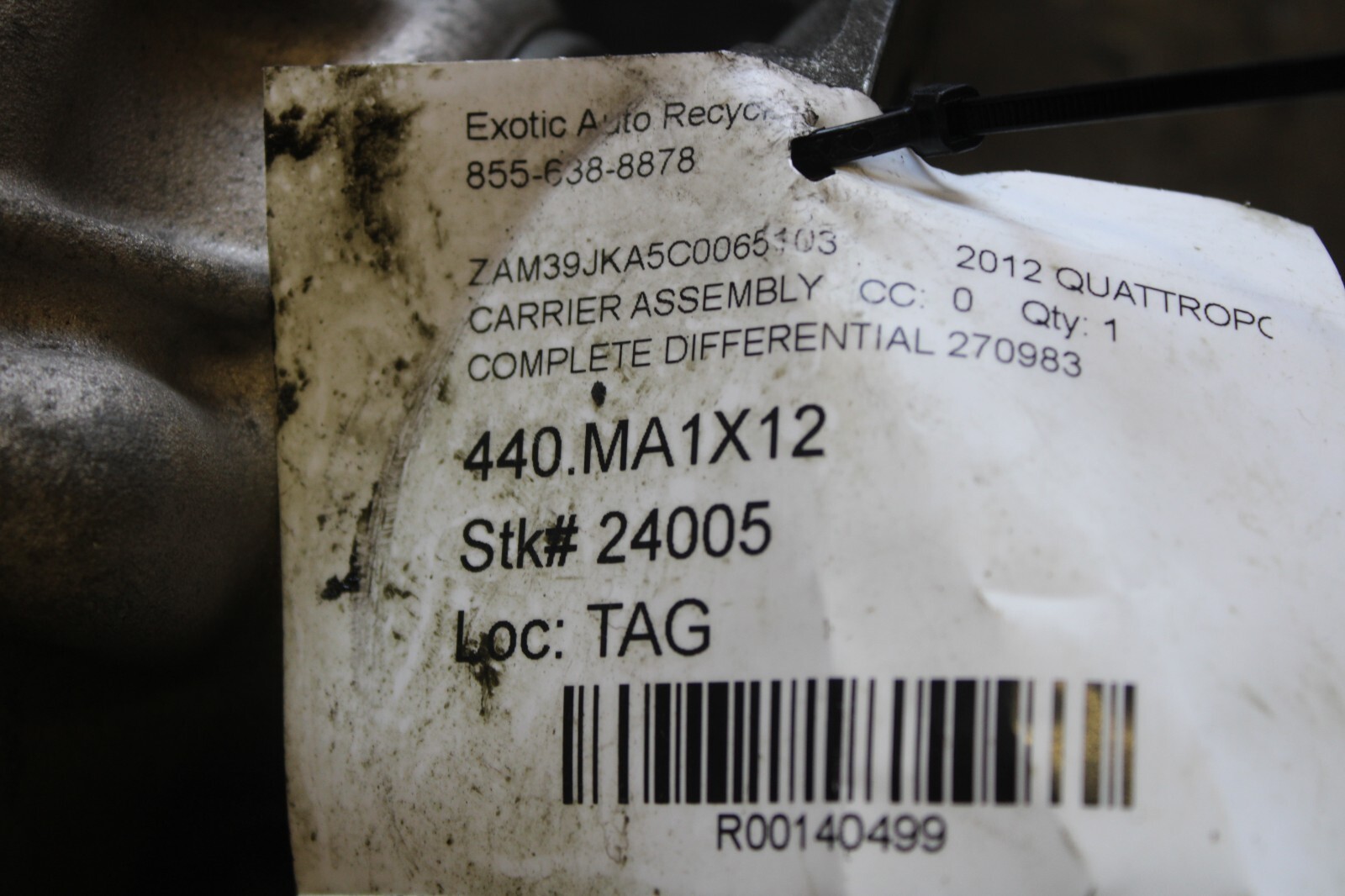 Maserati Quattroporte, Granturismo, Carrier Assembly, Used, P/N 272821