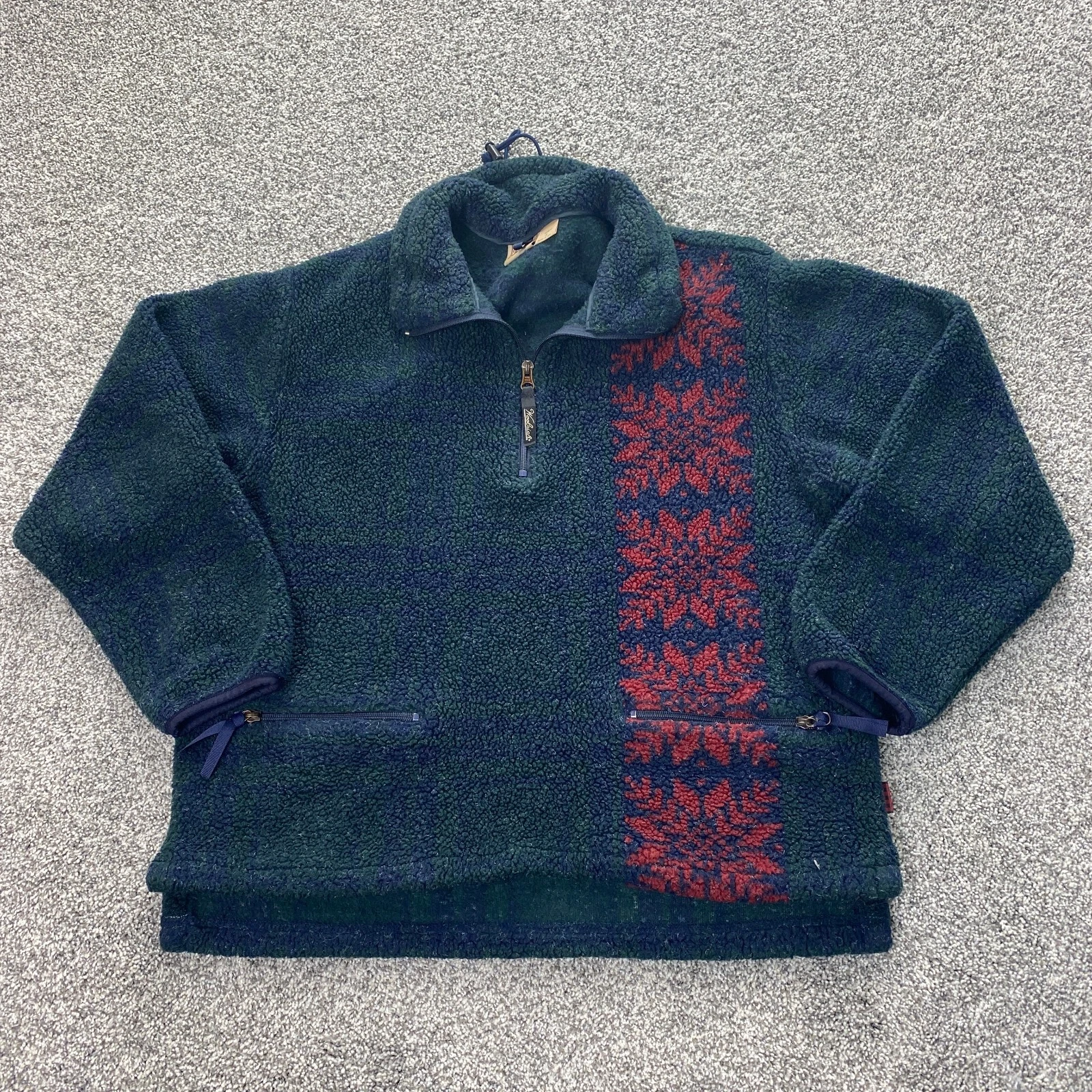 VTG Woolrich Sweater Womens S Green Icelandic Nordic Fair Isle Sweatshirt USA
