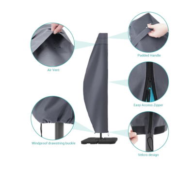 grey patio umbrella cover Lyon Replacement For 9 Ft. Market Abba Color: Gray the SaturaMax fabric boasts UV protection to retain its hue for five years Patio | Umbrella Covers
