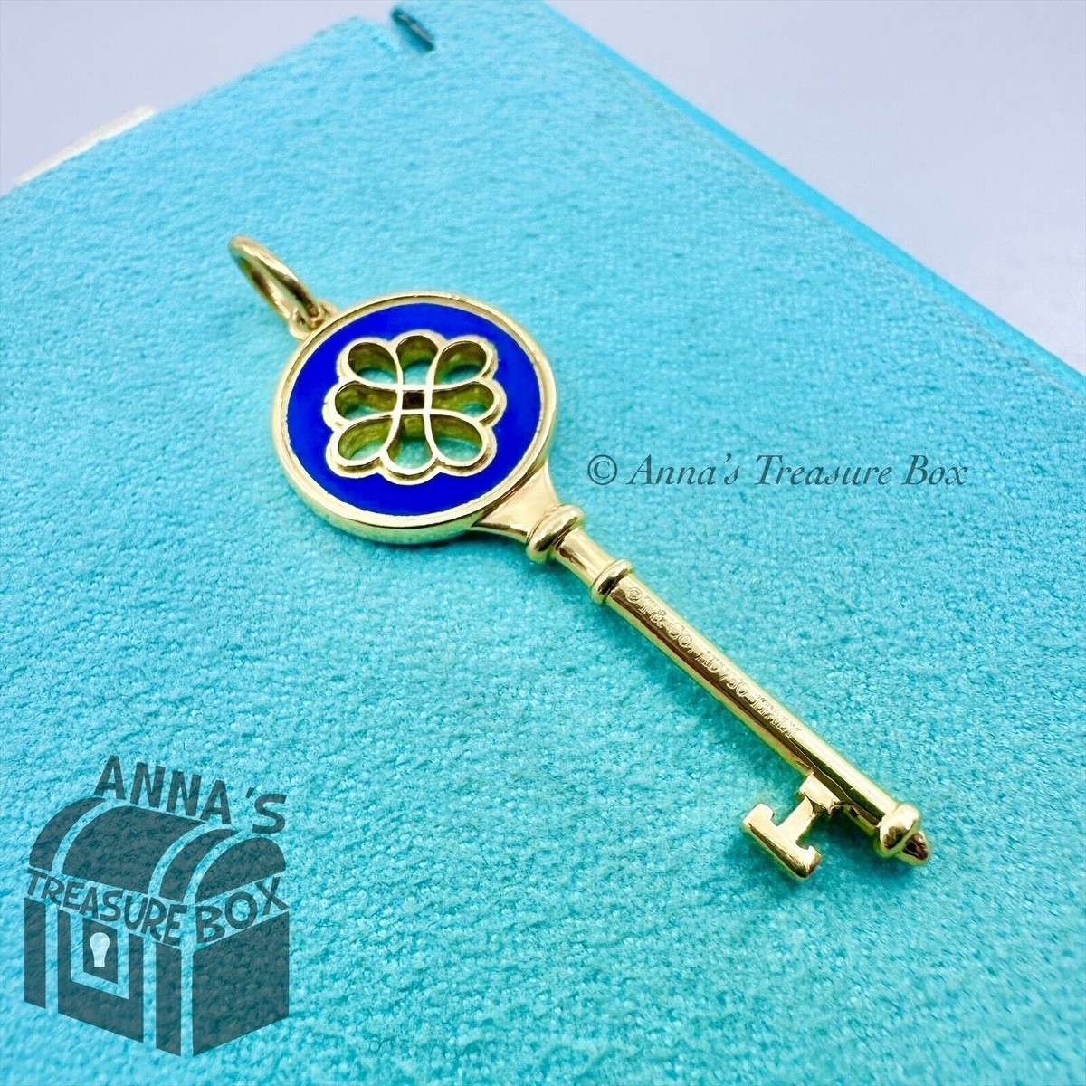 ティファニー テキサス州 キーリング Tiffany & Co. 18K Yellow Gold Navy Enamel Knot 1.75