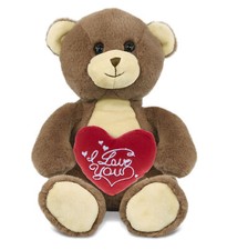 PLUSH I LOVE YOU RED HEART - SUPER-SOFT PLUSH - BROWN BEAR 10"