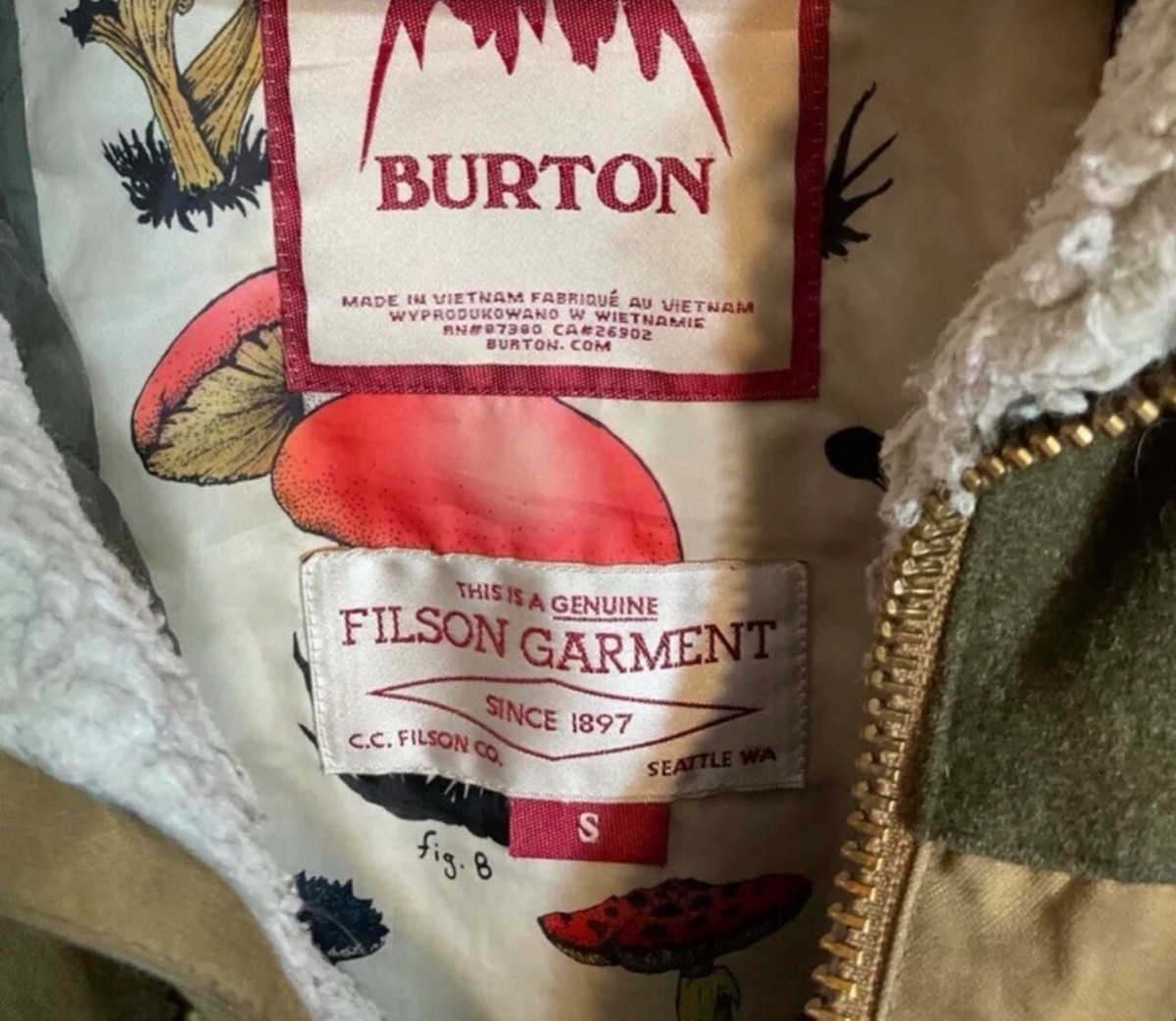 filson x burton • super rare snowboarding jacket ski waxed