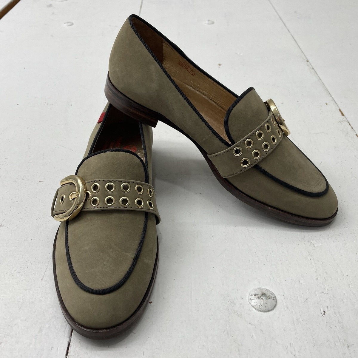 Marc Joseph NY Olive Leather Buckle Loafers W/ Grommet  display picture 3