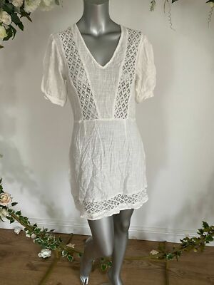 Influence Dress Size 8 Ivory Cream Cheesecloth Lace Insert Dress New KL98