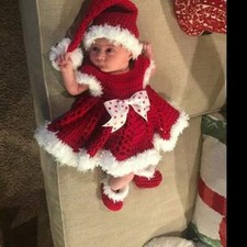 Baby crochet Christmas dress set