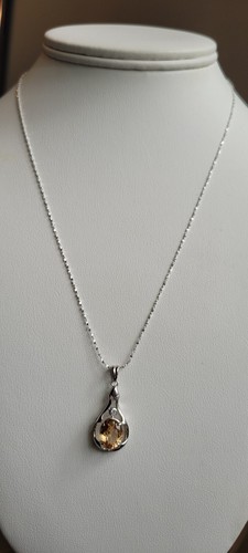 Imperial Hessonite Garnet Necklace, Natural Stone Necklace, .925 Sterling Silver - Picture 3 of 8