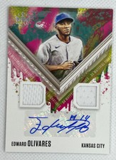 2021 Panini Diamond Kings DKMS-EO Edward Olivares RC Dual Patch AUTO KC Royals 