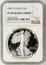 1987-S $1 Proof American Silver Eagle NGC PF69UCAM