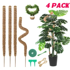 4 Pack 28" Moss Pole Bendable Monstera Coir Support Stick for Climbing Plants