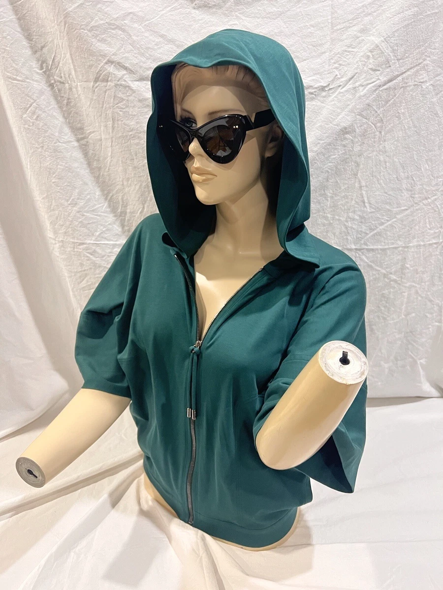 Vintage HERMES Emerald Green Hoodie Sweater for Women Made in France Marked 34
