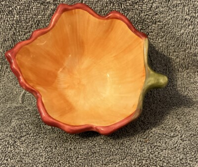 Boston Warehouse Leaf Condiment Server  One 8 oz Bowls Green & Gold Replacement