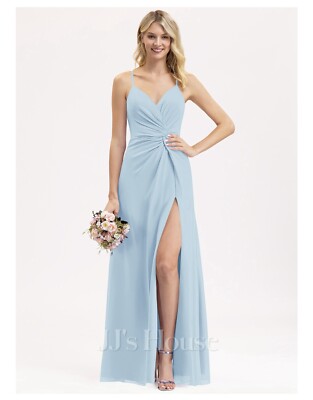 A-line V-Neck Floor-Length Chiffon Bridesmaid Dress With Ruffle | eBay UK A-line V-Neck Floor-Length Chiffon Bridesmaid Dress With Ruffle | eBay UK