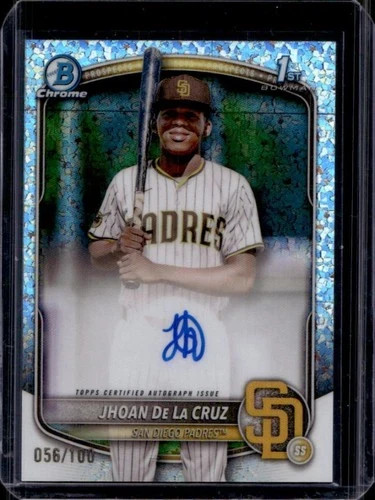 2025 Bowman Chrome Jhoan De La Cruz 1st Mini Diamonds Auto /100 Padres #CPA-JDL