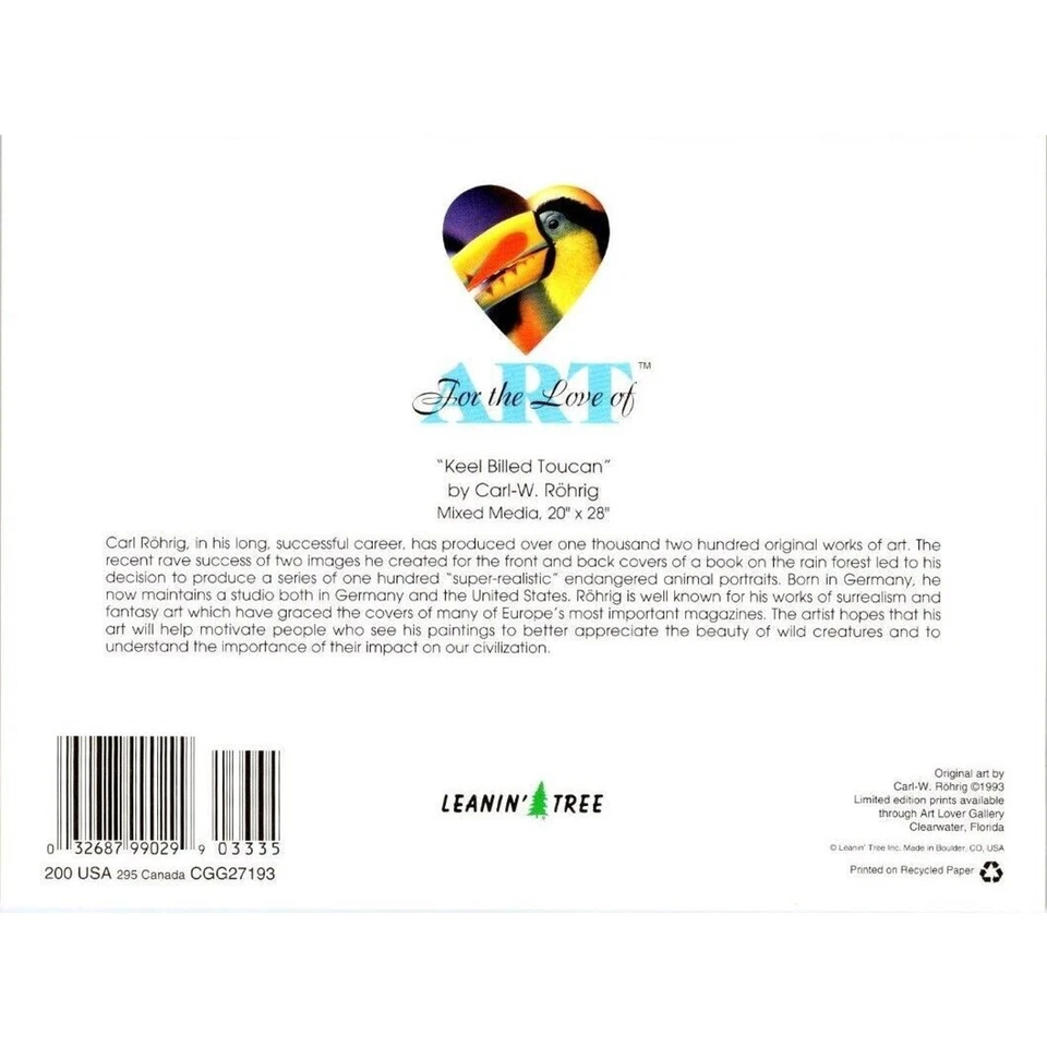 Leanin Tree Greeting Card Congratulations "Keel Billed Toucan" by Carl-W Rohrig - Image 3 of 3