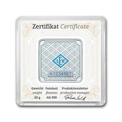 20 gram Silver Square - Geiger Edelmetalle (Encapsulated w